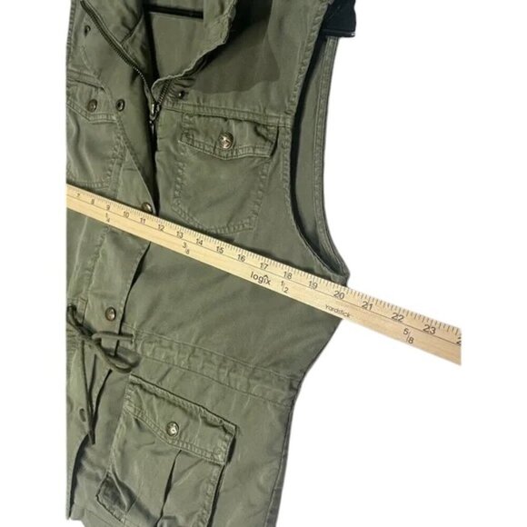 Max Jeans Vest Utility Olive Green Women’s Size L - Picture 3 of 5
